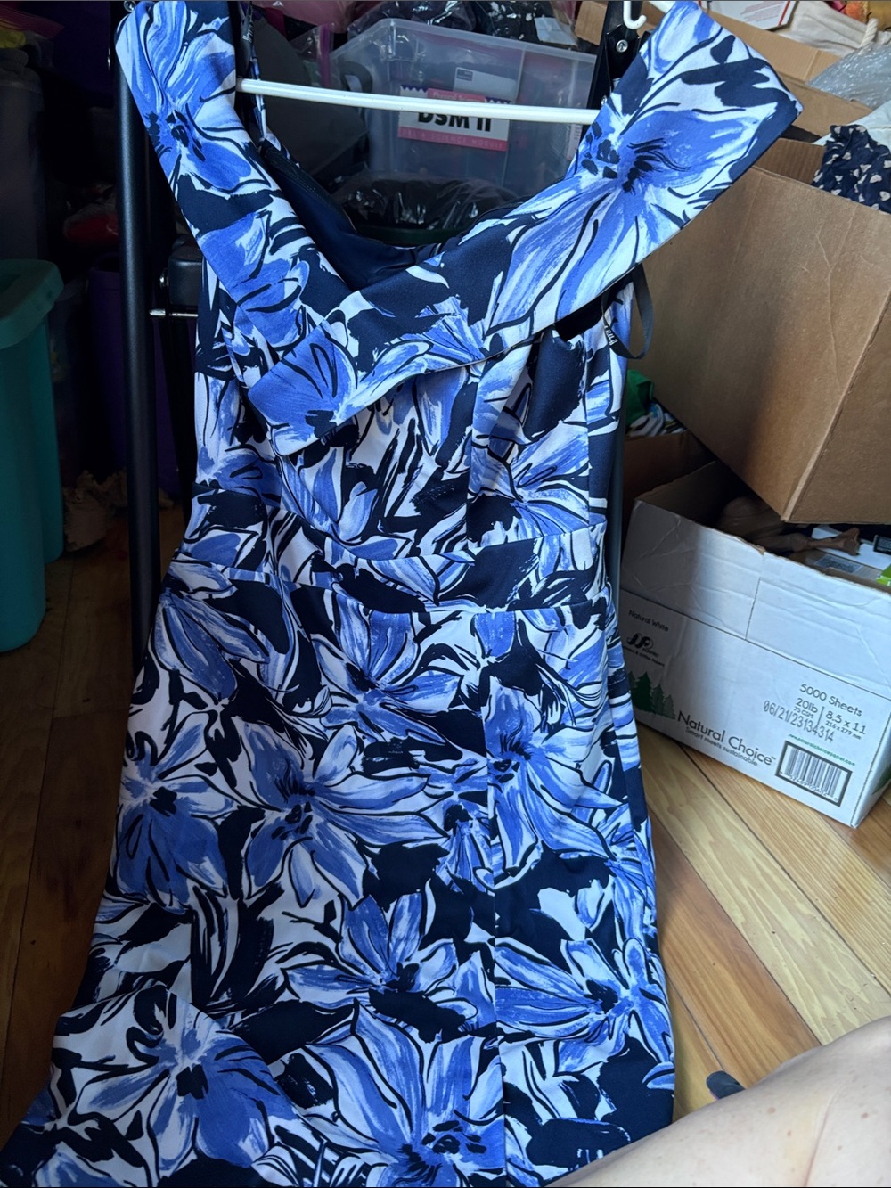 Joseph Ribkoff Blue and Navy Floral Midi Dress